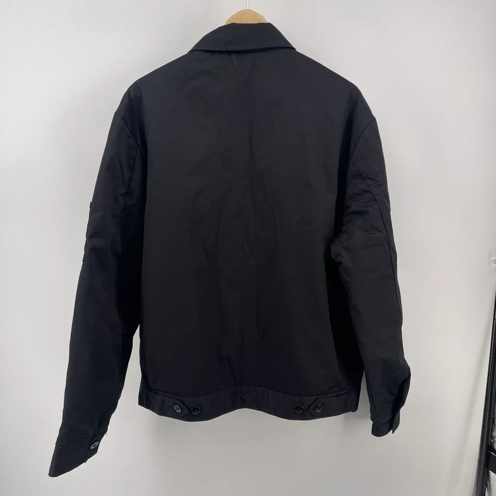 Dickies Work Jacket Black L Long Chore Jacket Workwear Full Zip Utility